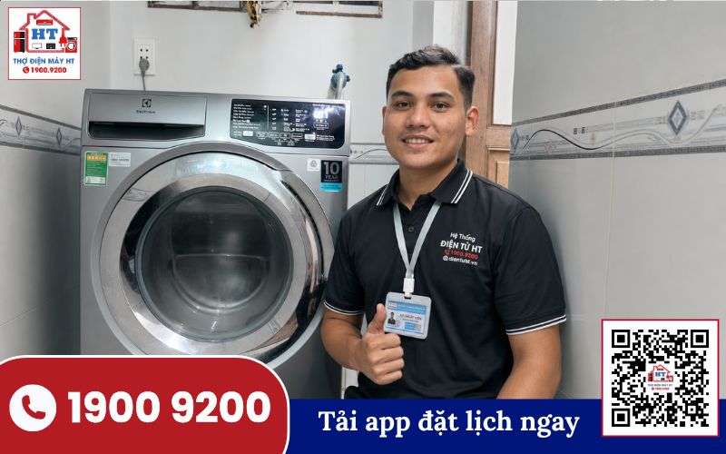Kỹ thuật HT chi nhánh Long An nhận sửa máy giặt tại nhà khách - Liên hệ 1900 9200 ngay.