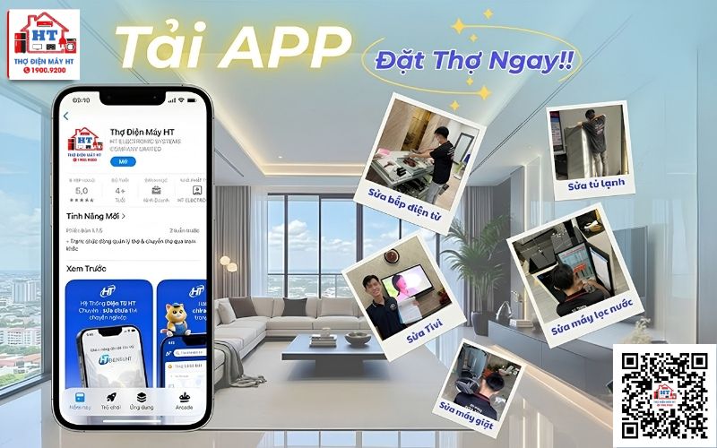 Ảnh App Thợ Điện Máy HT - Điện Tử HT App Thợ Điện Máy HT hỗ trợ đặt lịch sửa máy giặt
