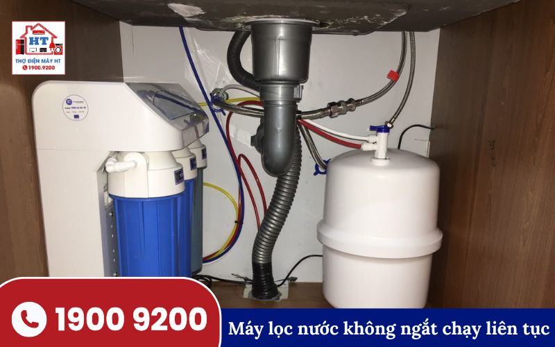 Máy lọc nước không ngắt, chảy liên tục có thể do van áp thấp hoặc van điện từ bị hỏng