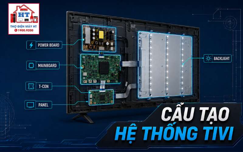Cấu tạo Tivi: Bo nguồn, main, T-Con và panel làm gì? 1 Cấu tạo Tivi: Bo nguồn, main, T-Con và panel làm gì?