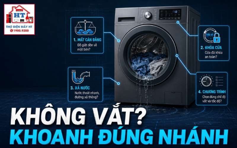 Chẩn đoán máy giặt không vắt: từ xả nước đến truyền động