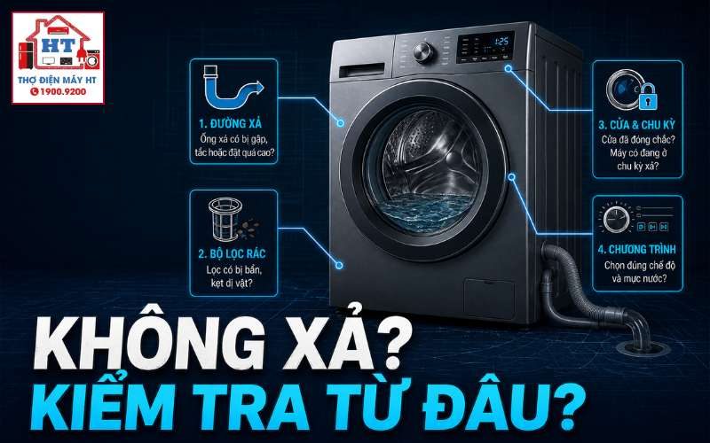Chẩn đoán máy giặt không xả nước: từ bơm xả đến điều khiển 1 Chẩn đoán máy giặt không xả nước: từ bơm xả đến điều khiển