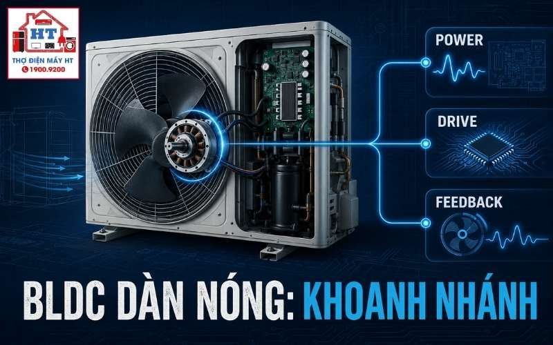 Quạt BLDC dàn nóng: chẩn đoán nguồn, drive và Hall/FG