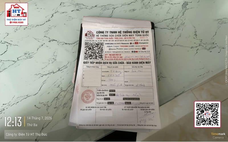 Giấy tiếp nhận sửa chữa điện máy LG, chứng nhận dịch vụ bảo hành ủy quyền cho máy giặt LG có Smart Diagnosis.