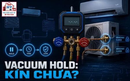 Vacuum decay/hold: kiểm tra độ kín trước khi nạp môi chất