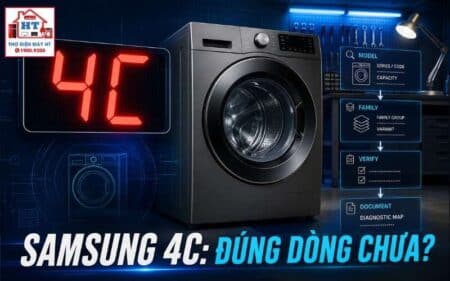 Lỗi 4C máy giặt Samsung: chẩn đoán cấp nước, gồm alias 4E