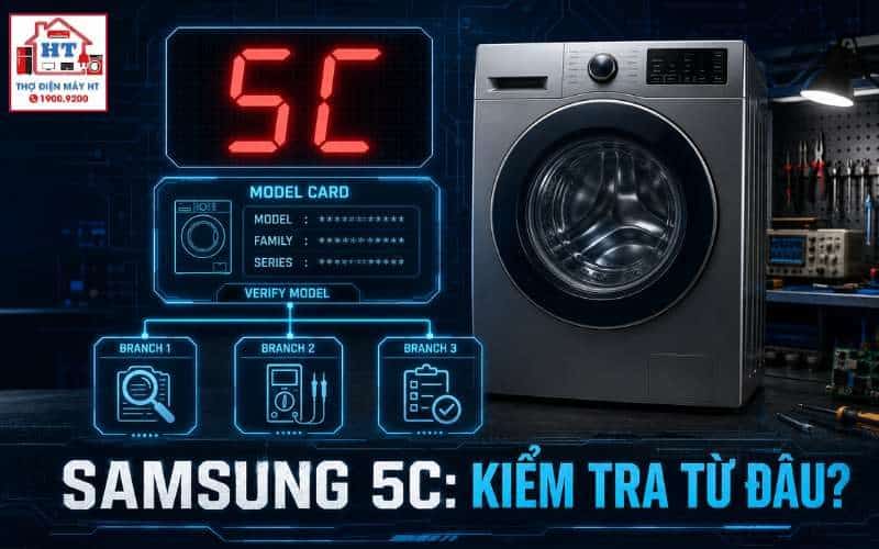 Lỗi 5C máy giặt Samsung: chẩn đoán hệ thống xả nước