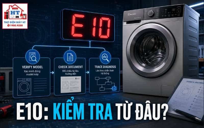 Lỗi E10 máy giặt Electrolux: chẩn đoán nhóm cấp nước theo dòng