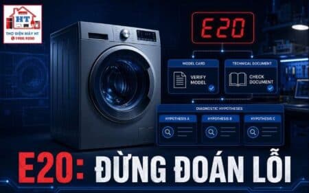 Lỗi E20 máy giặt Electrolux: chẩn đoán nhóm xả nước theo dòng