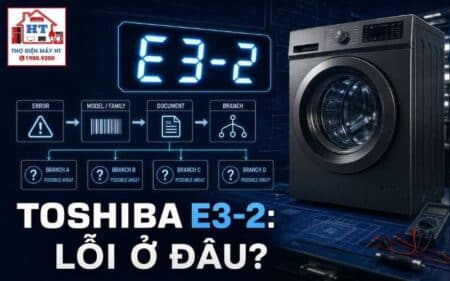 Lỗi E3-2 máy giặt Toshiba: chẩn đoán mất cân bằng theo model