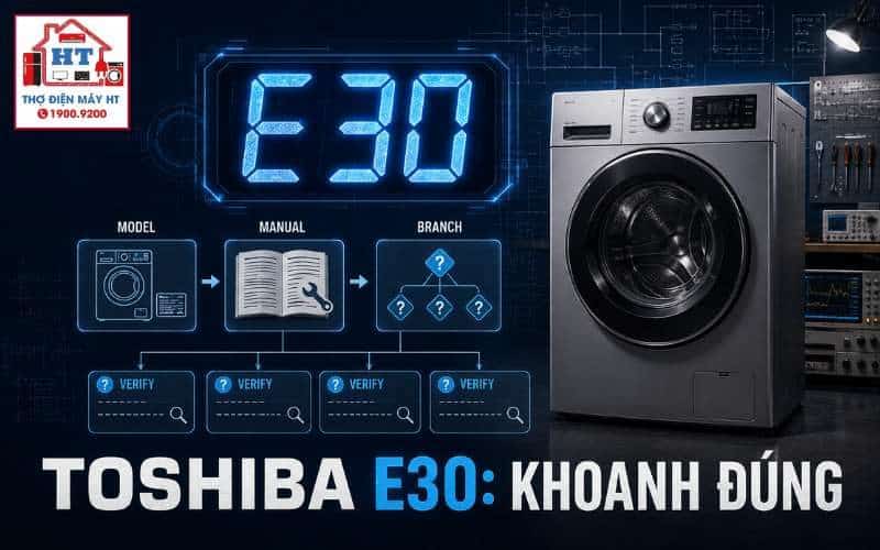 Lỗi E30 máy giặt Toshiba cửa ngang: chẩn đoán cửa theo đúng dòng