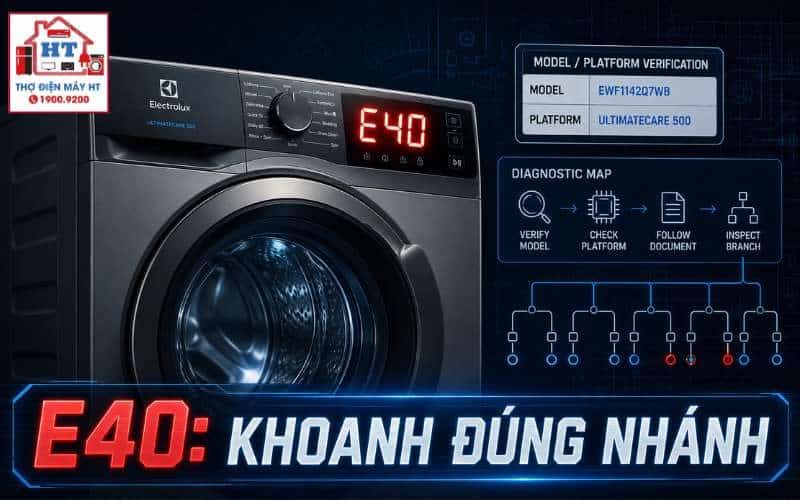 Lỗi E40 máy giặt Electrolux: chẩn đoán nhóm cửa và khóa cửa