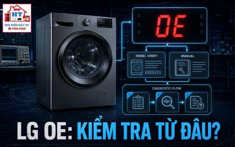 Lỗi OE máy giặt LG: chẩn đoán bơm xả, đường xả và sensing