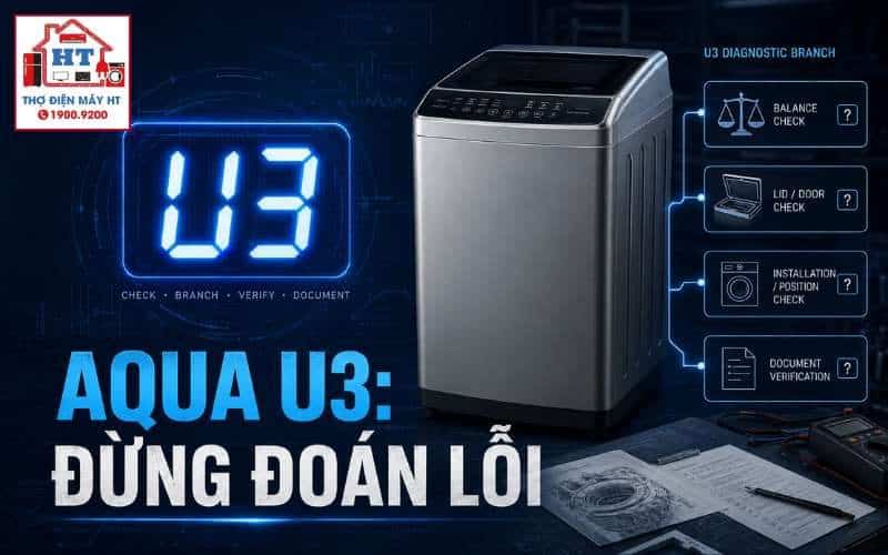 Lỗi U3 máy giặt AQUA cửa trên: chẩn đoán mất cân bằng