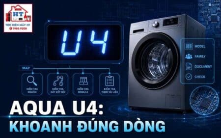 Lỗi U4 máy giặt AQUA cửa trên: chẩn đoán nắp và interlock
