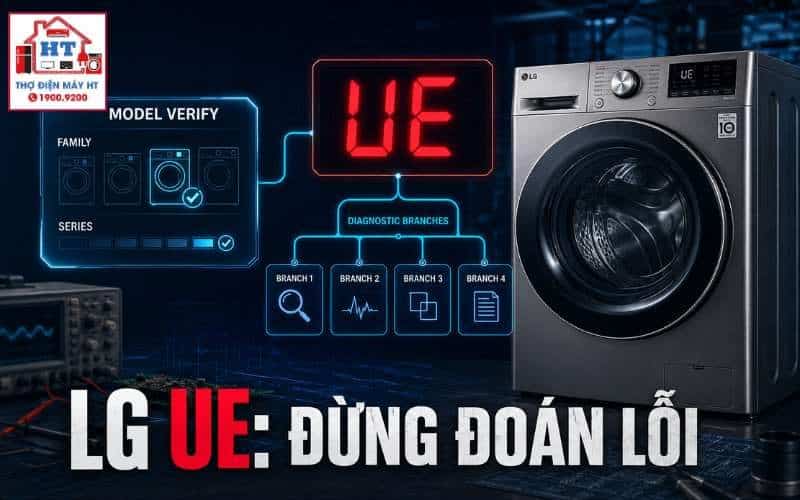 Lỗi UE máy giặt LG: chẩn đoán mất cân bằng và đường sensing