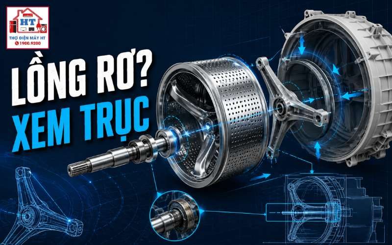 Lồng, trục và chảng ba máy giặt: chẩn đoán cơ khí theo triệu chứng