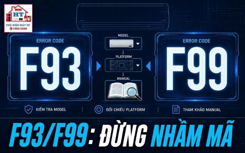 Lỗi F93/F99 Panasonic: phân biệt mã và nhánh chẩn đoán