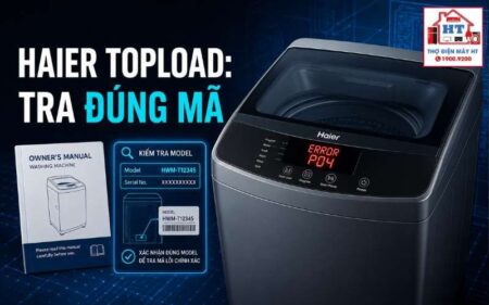 Mã lỗi máy giặt Haier cửa trên: tra E1, E2, E3 theo dòng