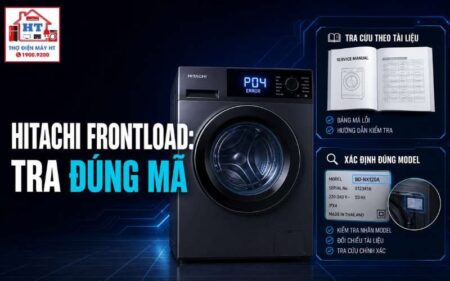 Mã lỗi máy giặt Hitachi cửa trước: tra các mã C theo dòng máy