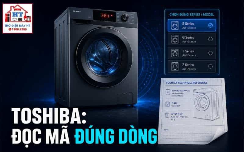 Mã lỗi máy giặt Toshiba: tra đúng cửa trên, cửa ngang và series 1 Mã lỗi máy giặt Toshiba: tra đúng cửa trên, cửa ngang và series