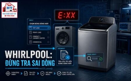 Mã lỗi máy giặt Whirlpool: tra theo cửa trước, cửa trên & model