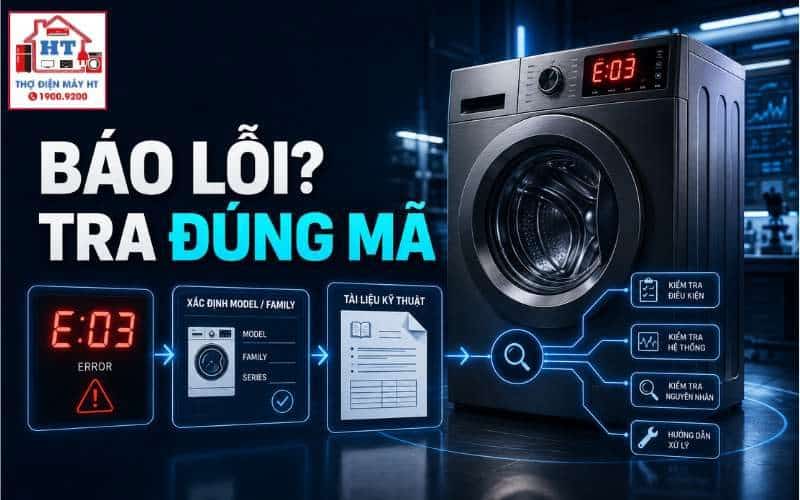 Mã lỗi máy giặt: tra đúng hãng, model và đường chẩn đoán