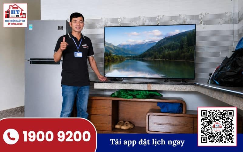 Hình ảnh minh họa dịch vụ sửa tivi tại nhà, thể hiện sự tiện lợi và nhanh chóng cho khách hàng.