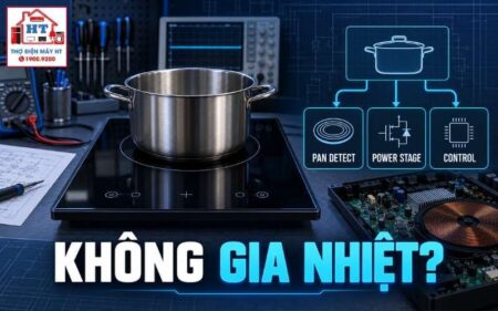 Bếp từ không gia nhiệt: fault tree từ nhận nồi đến công suất