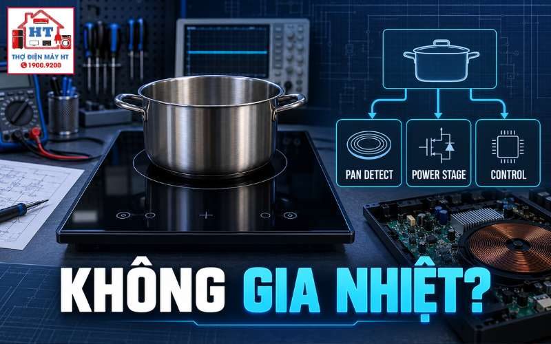 Bếp từ không gia nhiệt: fault tree từ nhận nồi đến công suất 1 Bếp từ không gia nhiệt: fault tree từ nhận nồi đến công suất