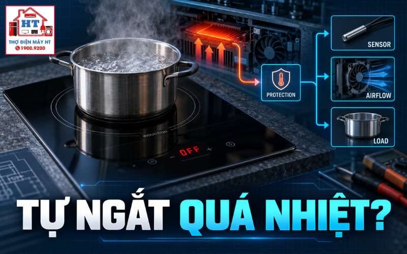 Bếp từ tự ngắt, quá nhiệt: chẩn đoán cảm biến và bảo vệ 1 Bếp từ tự ngắt, quá nhiệt: chẩn đoán cảm biến và bảo vệ