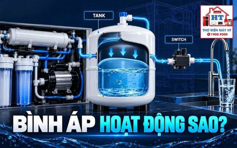Bình áp máy lọc nước: nguyên lý, mất hơi và lỗi giữ áp