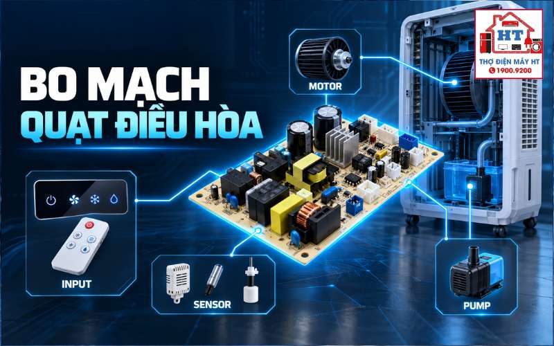 Bo mạch quạt điều hòa: nguồn, điều khiển và tải