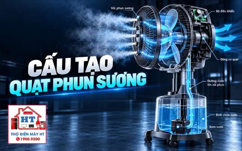 Cấu tạo, nguyên lý quạt phun sương: cơ chế tạo sương