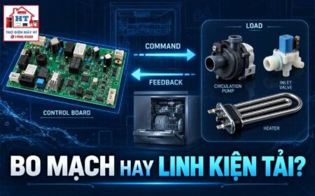 Bo mạch hay linh kiện tải? Khung chẩn đoán máy rửa bát