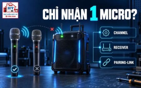 Loa kéo chỉ nhận 1 micro: fault tree từng kênh RF/UHF