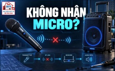 Loa kéo không nhận micro: chẩn đoán RF, receiver, audio path
