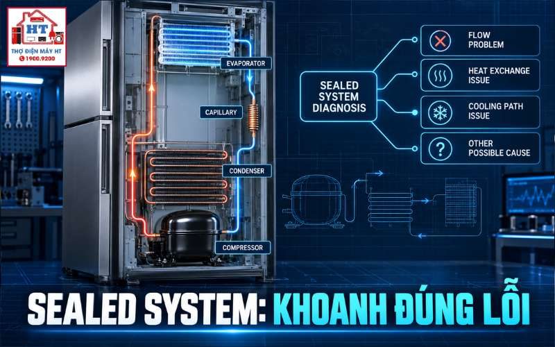 Chẩn đoán sealed system tủ lạnh: quy trình khoanh vùng lỗi 1 Chẩn đoán sealed system tủ lạnh: quy trình khoanh vùng lỗi