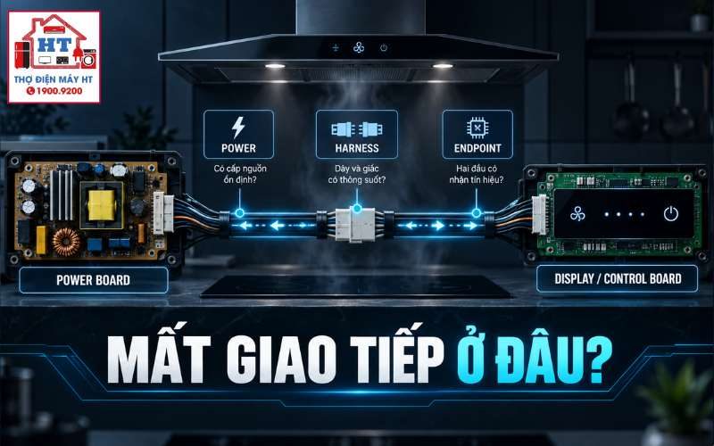 Giao Tiếp Bo Nguồn–Bo Điều Khiển Máy Hút Mùi: Signal & Fault Path