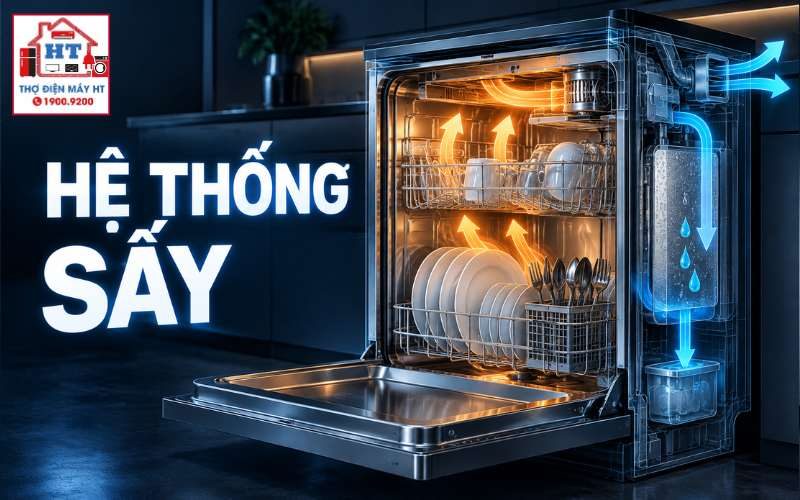Hệ thống sấy máy rửa bát: ngưng tụ, quạt, Zeolith, hé cửa 1 Hệ thống sấy máy rửa bát: ngưng tụ, quạt, Zeolith, hé cửa