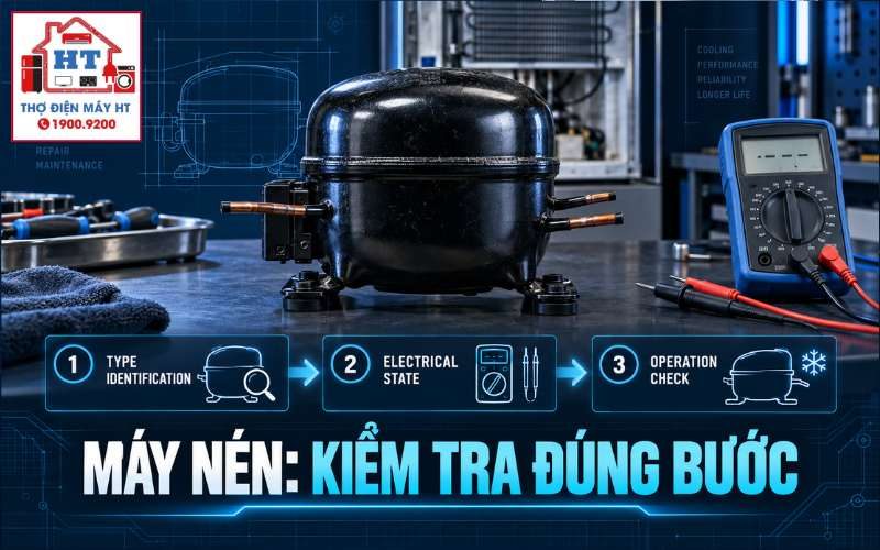 Kiểm tra máy nén tủ lạnh: điện, vận hành và hiệu suất 1 Kiểm tra máy nén tủ lạnh: điện, vận hành và hiệu suất