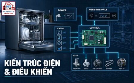 Kiến trúc điện máy rửa bát: từ nguồn, cảm biến đến tải