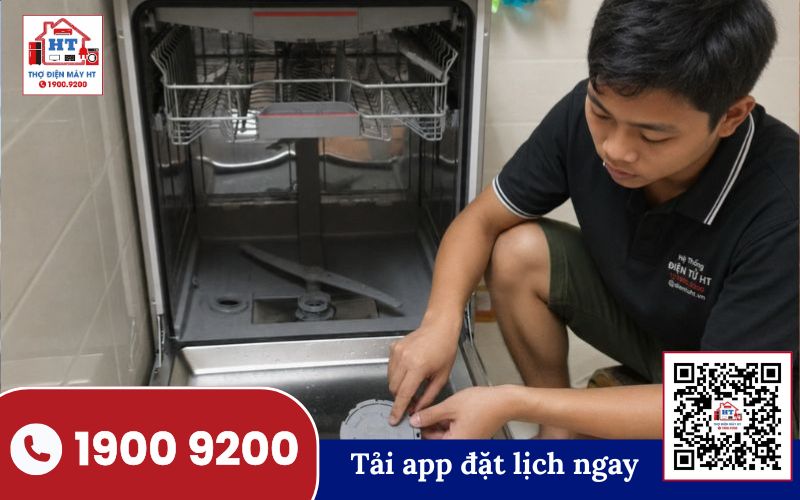 Mã lỗi E1 trên màn hình máy rửa chén Màn hình máy rửa chén hiển thị mã lỗi E1, biểu thị sự cố kỹ thuật cần kiểm tra.