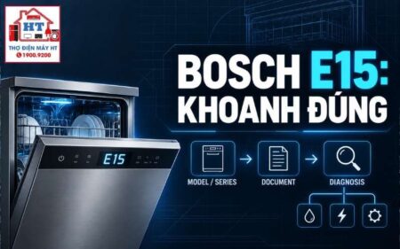 Lỗi E15 máy rửa bát Bosch: hệ thống chống rò đã kích hoạt