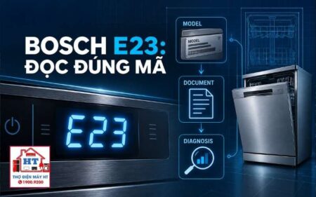 Lỗi E23 máy rửa bát Bosch: bơm xả hay đường thoát?