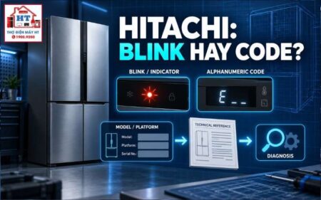 Mã lỗi tủ lạnh Hitachi: hub code và blink theo platform