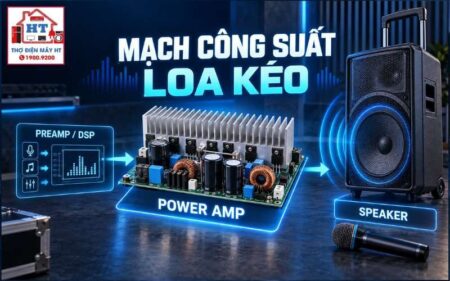 Mạch công suất loa kéo: signal path, output stage, protection