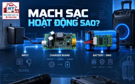 Mạch sạc loa kéo: charge controller, power path và lỗi