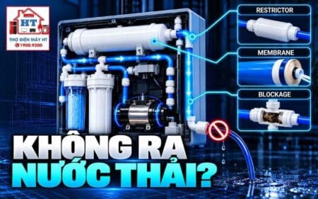 Máy lọc nước không ra nước thải: fault tree đường reject