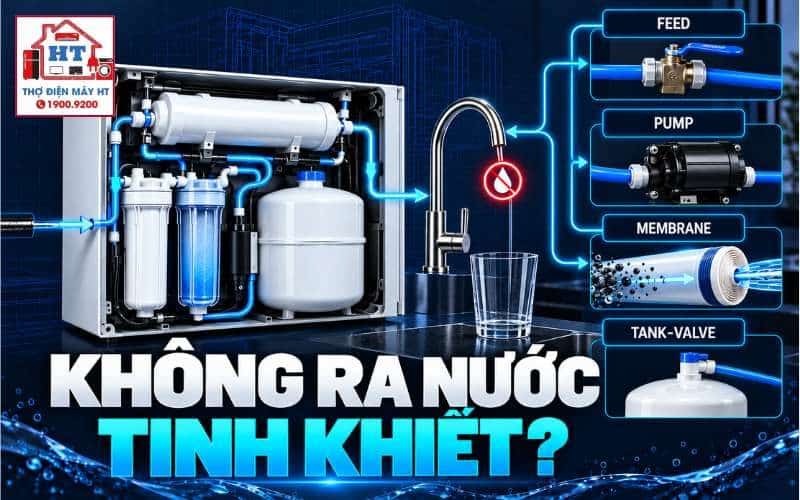 Máy lọc nước không ra nước tinh khiết: fault tree kỹ thuật